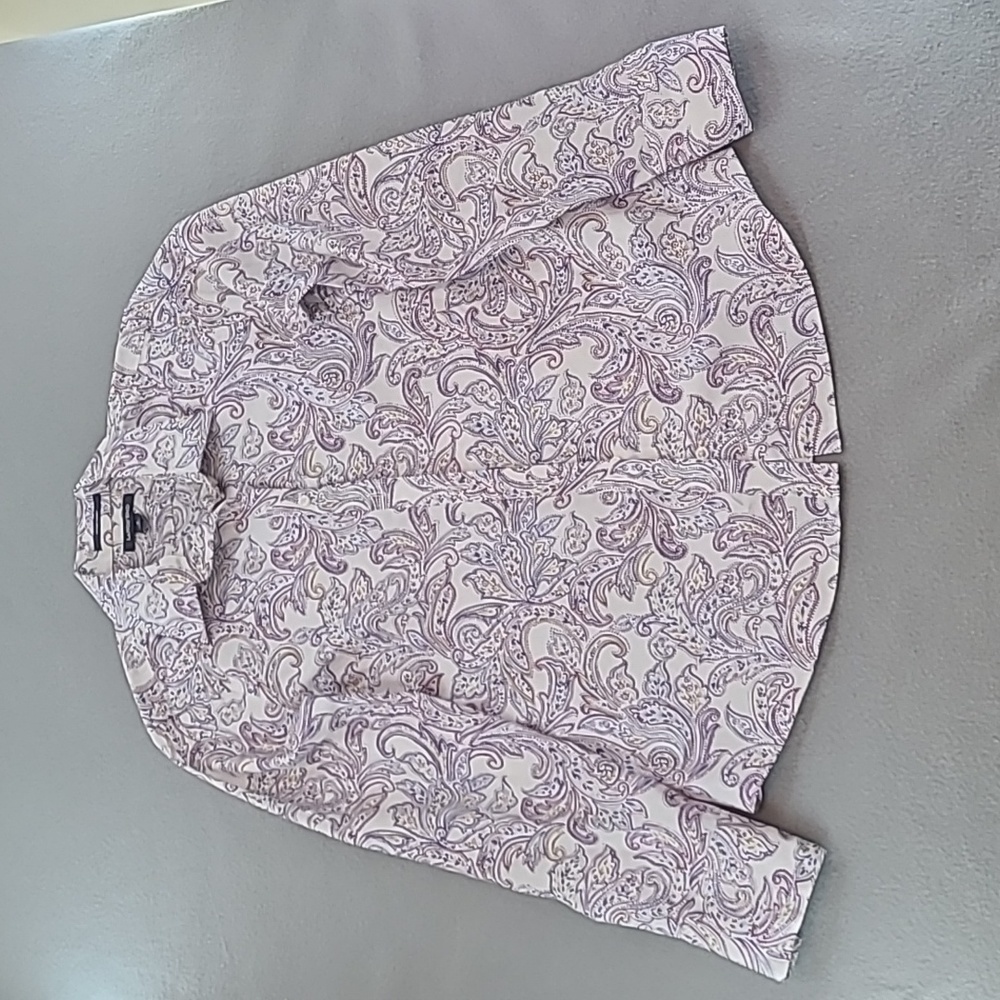LANDS' END Women's‎ No Iron Supima Button Down Long Sleeve Print Blouse -Size 4